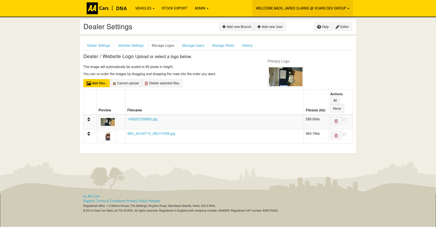 screenshot of AA Cars DNA